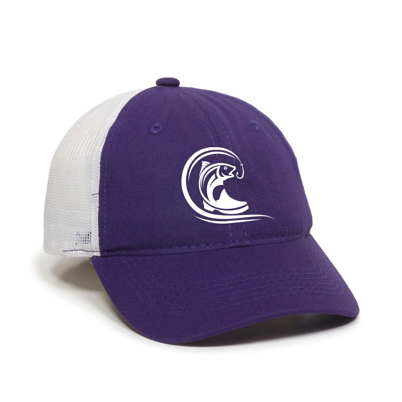 Purple/White Unstructured Mesh Back Hat